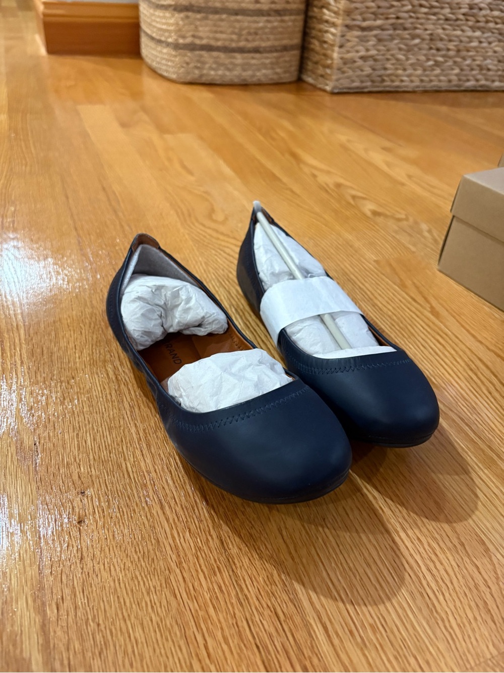 NWT Lucky Brand Navy Leather Slip-On Ballet Flats